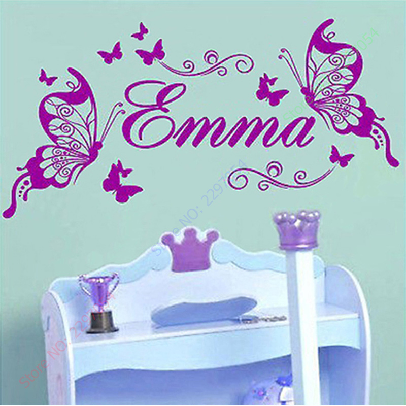 Baby Nursery Vinyl Wall Stickers - Novas borboletas nome personalizado vinil borboleta