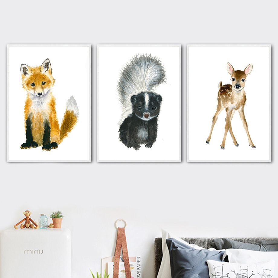 Baby Nursery Animal Pictures - Elefante raposa zebra girafa leopardo leão