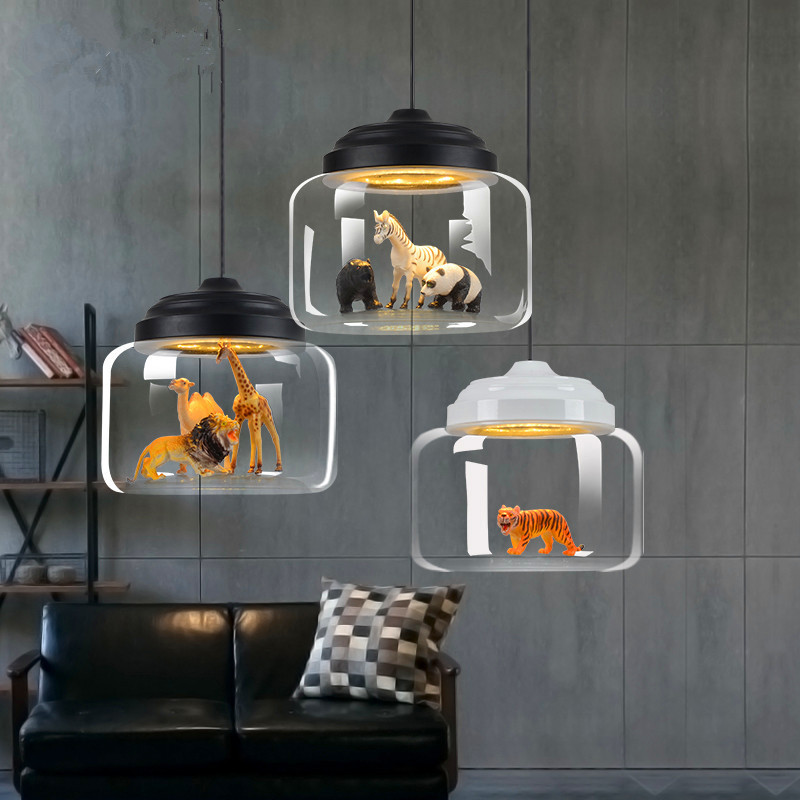 Baby Nursery Chandelier - Animais Lustres de vidro, desenho nórdico,