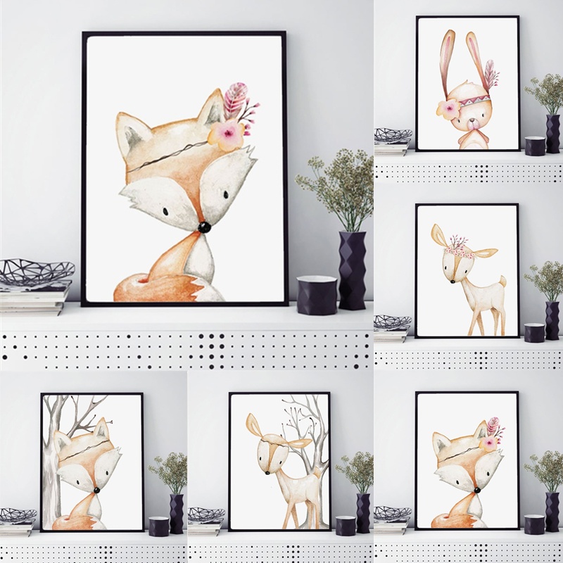 Baby Nursery Animal Pictures - Pôster de coelho de desenho animado,