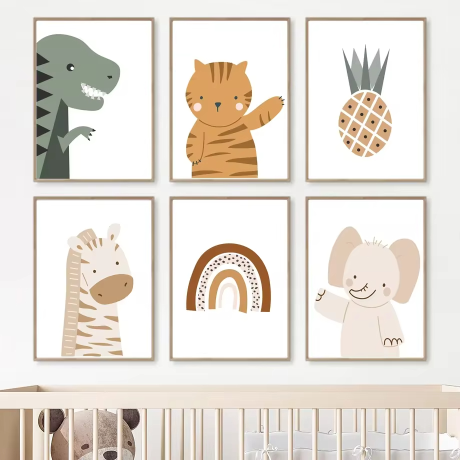Baby Nursery Animal Pictures - Boho Nursery Wall Art Print Canvas