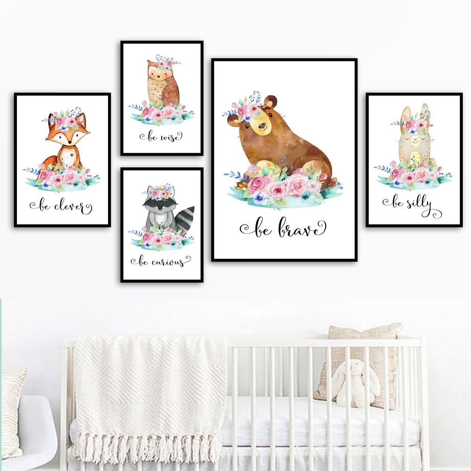 Baby Nursery Animal Pictures - Desenhos animados raposa veado coelho animais