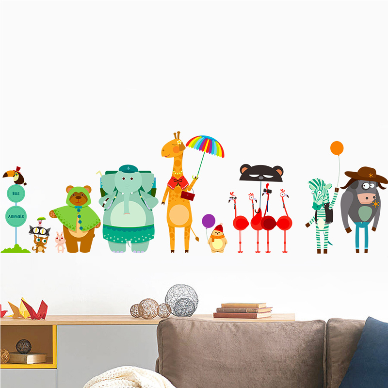Baby Zoo Nursery - Desenhos animados estação de ônibus adesivos
