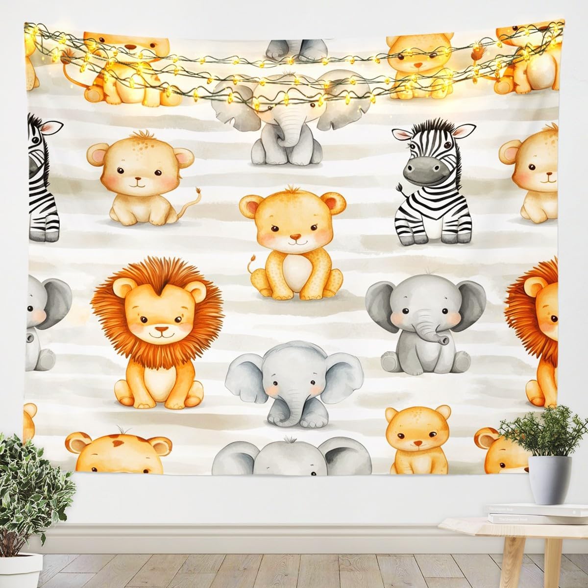 Baby Zoo Nursery - Tapeçaria de Animais da Selva Safari,