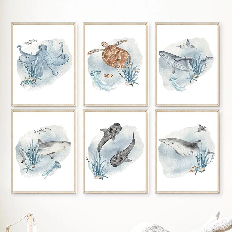 Baby Nursery Animal Pictures - Pôsteres e impressões de animais marinhos,