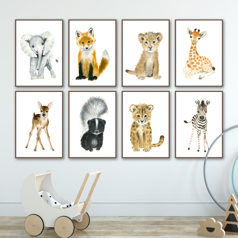 Elefante raposa zebra girafa l - Baby Nursery Animal Pictures avaliação e preço