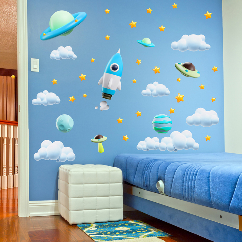Adesivo de parede ufo foguete  - Baby Nursery Vinyl Wall Stickers avaliação e preço