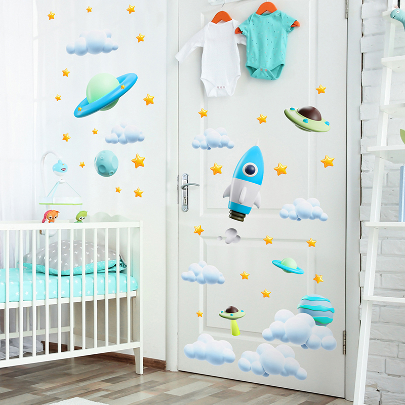 Adesivo de parede ufo foguete  - Baby Nursery Vinyl Wall Stickers avaliação e preço