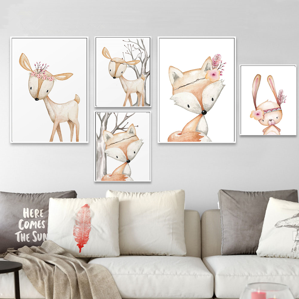 Pôster de coelho de desenho an - Baby Nursery Animal Pictures avaliação e preço