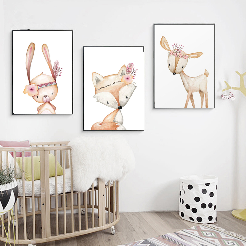 Pôster de coelho de desenho an - Baby Nursery Animal Pictures avaliação e preço