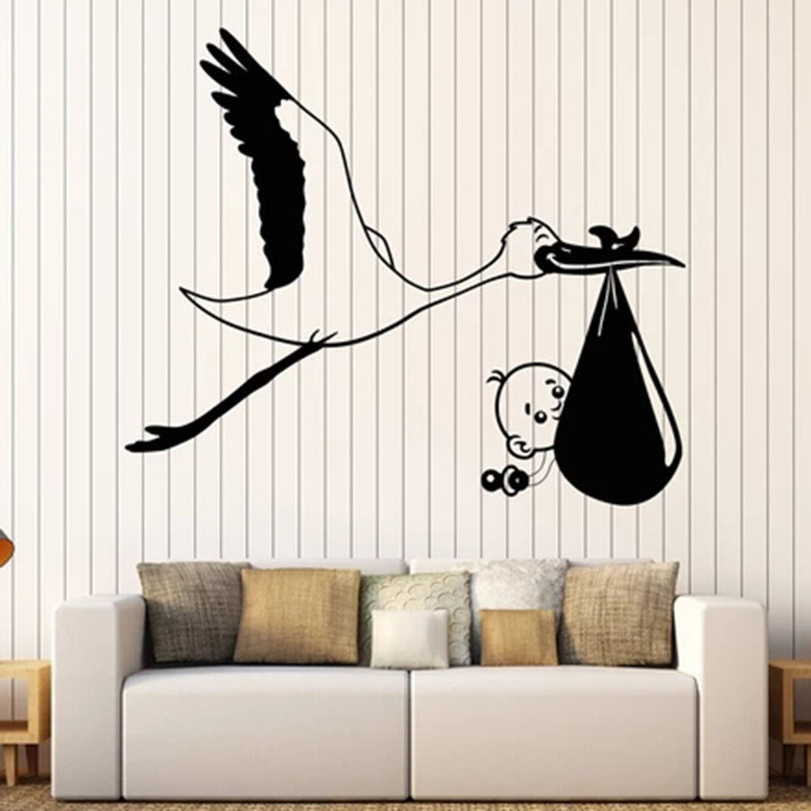 Decalque da parede Cegonha Pás - Baby Nursery Vinyl Wall Stickers avaliação e preço