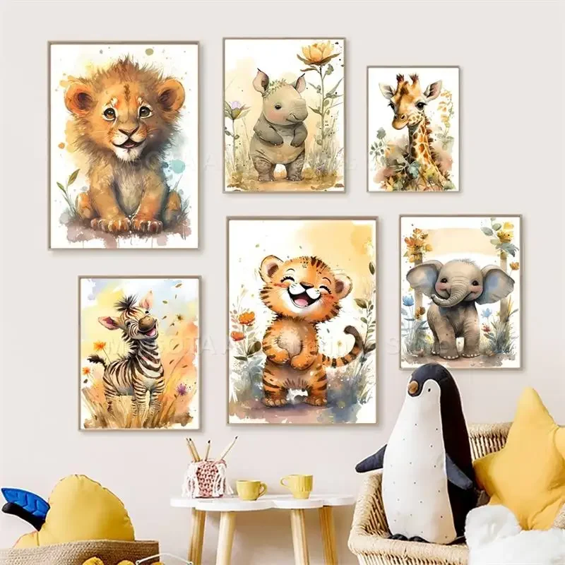 Arte de Parede em Aquarela com - Baby Nursery Animal Pictures avaliação e preço