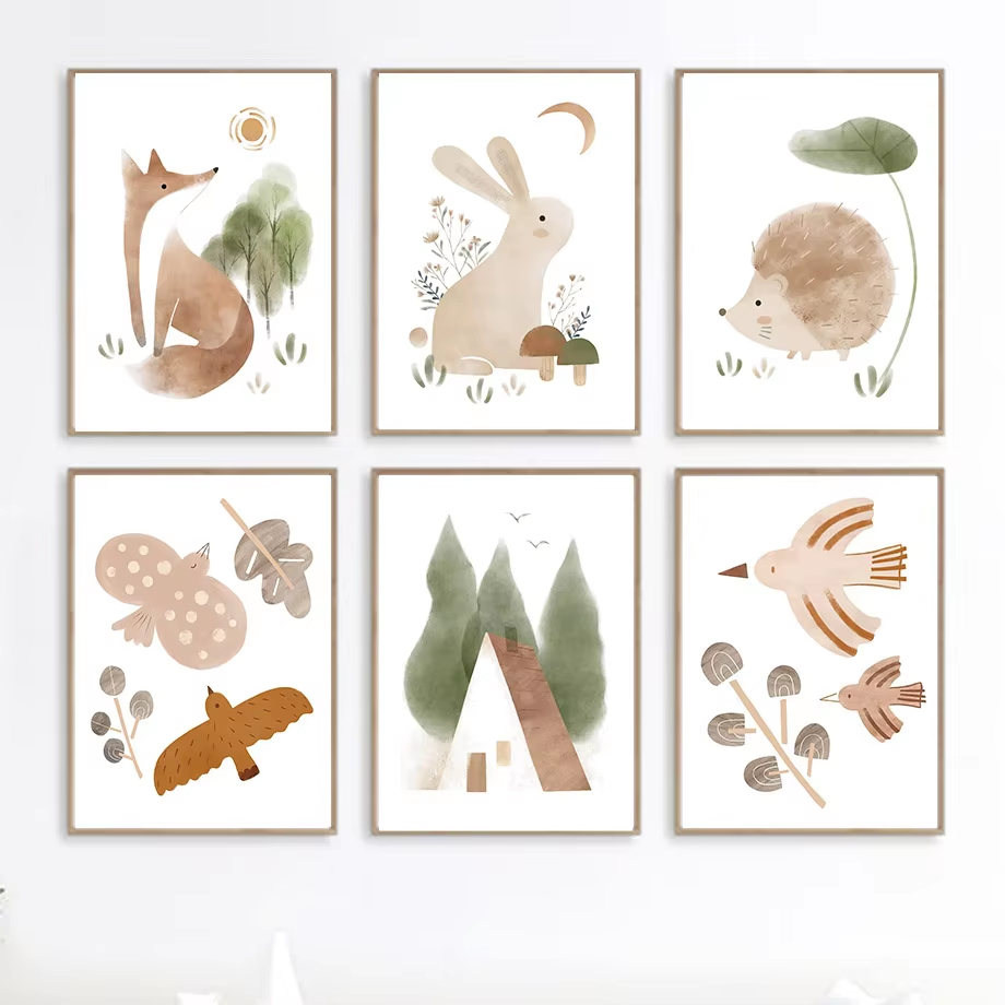 Boho coelho raposa ouriço páss - Baby Nursery Animal Pictures avaliação e preço