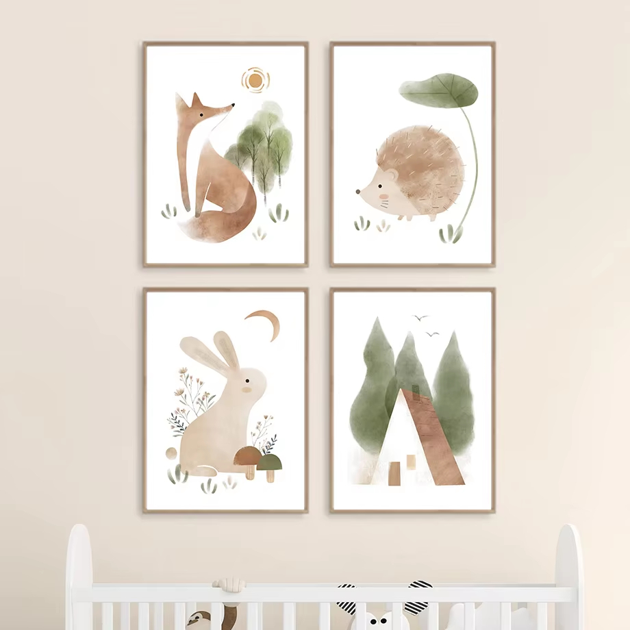Boho coelho raposa ouriço páss - Baby Nursery Animal Pictures avaliação e preço