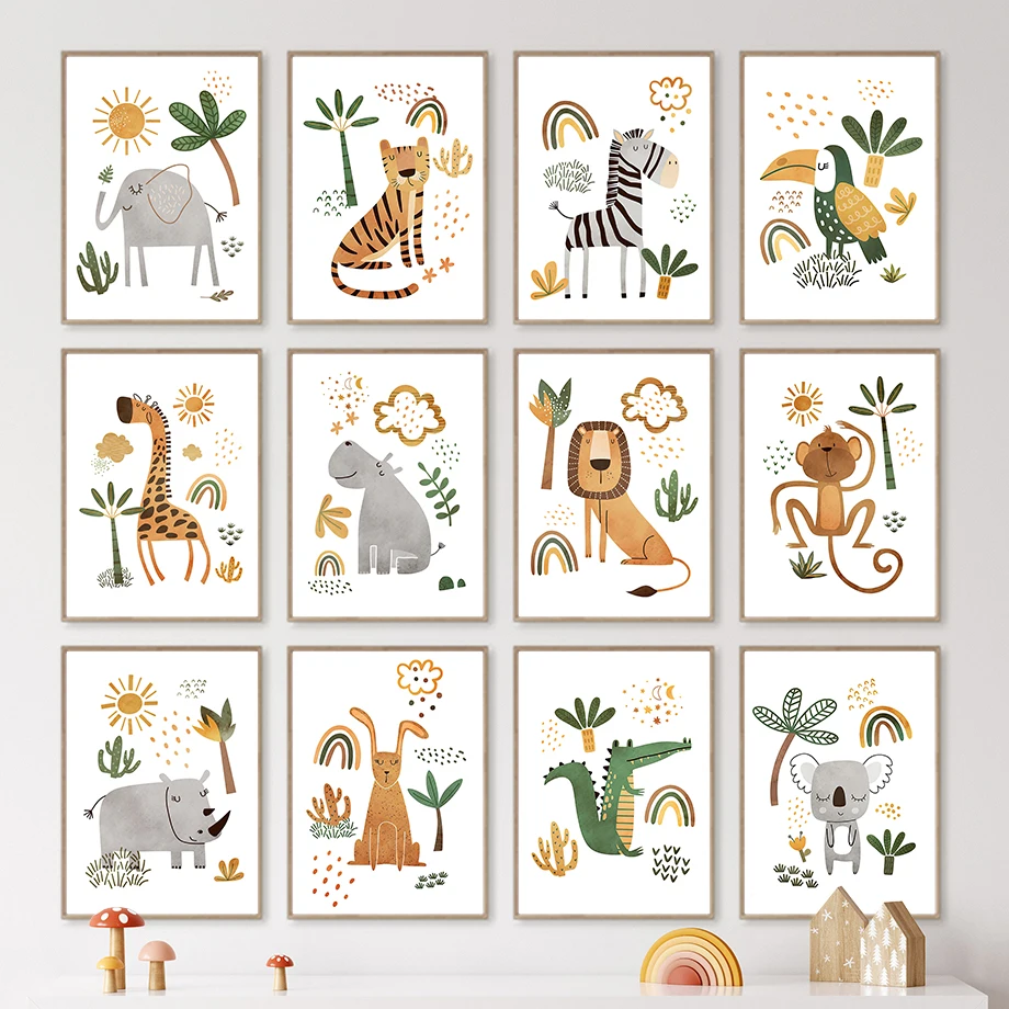Girafa elefante tigre zebra tu - Baby Nursery Animal Pictures avaliação e preço