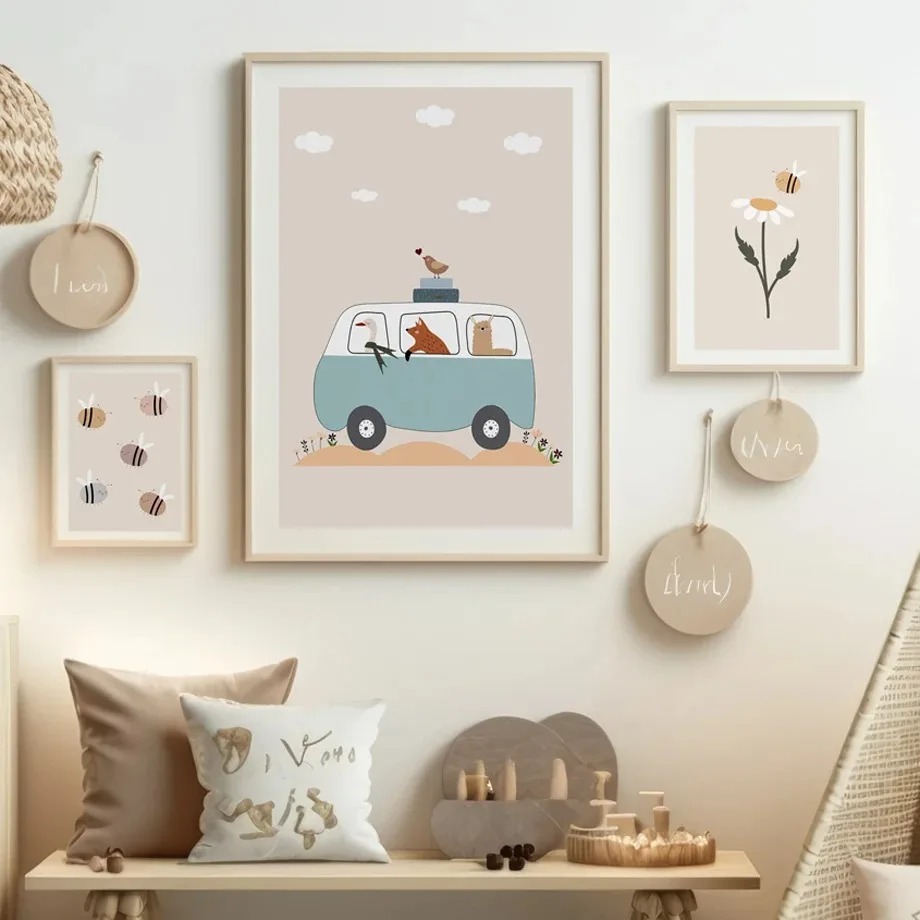 Bege Wall Art Pintura Canvas,  - Baby Nursery Animal Pictures avaliação e preço
