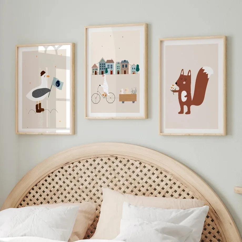 Bege Wall Art Pintura Canvas,  - Baby Nursery Animal Pictures avaliação e preço