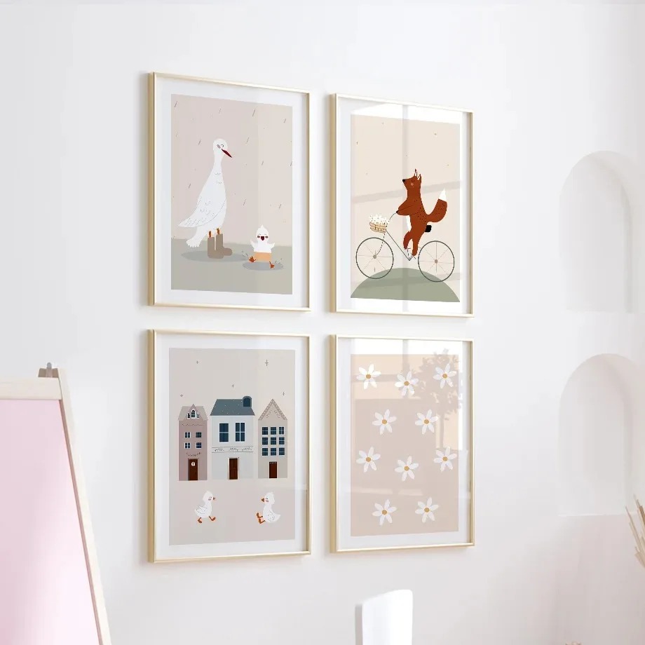 Bege Wall Art Pintura Canvas,  - Baby Nursery Animal Pictures avaliação e preço