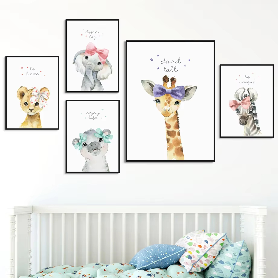 Leão zebra girafa elefante hip - Baby Nursery Animal Pictures avaliação e preço
