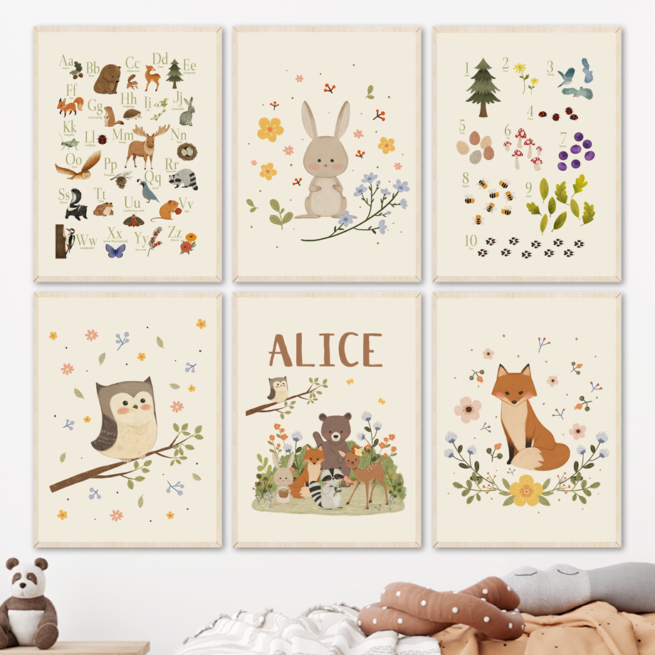 1 peça de arte de parede sem m - Baby Nursery Animal Pictures avaliação e preço