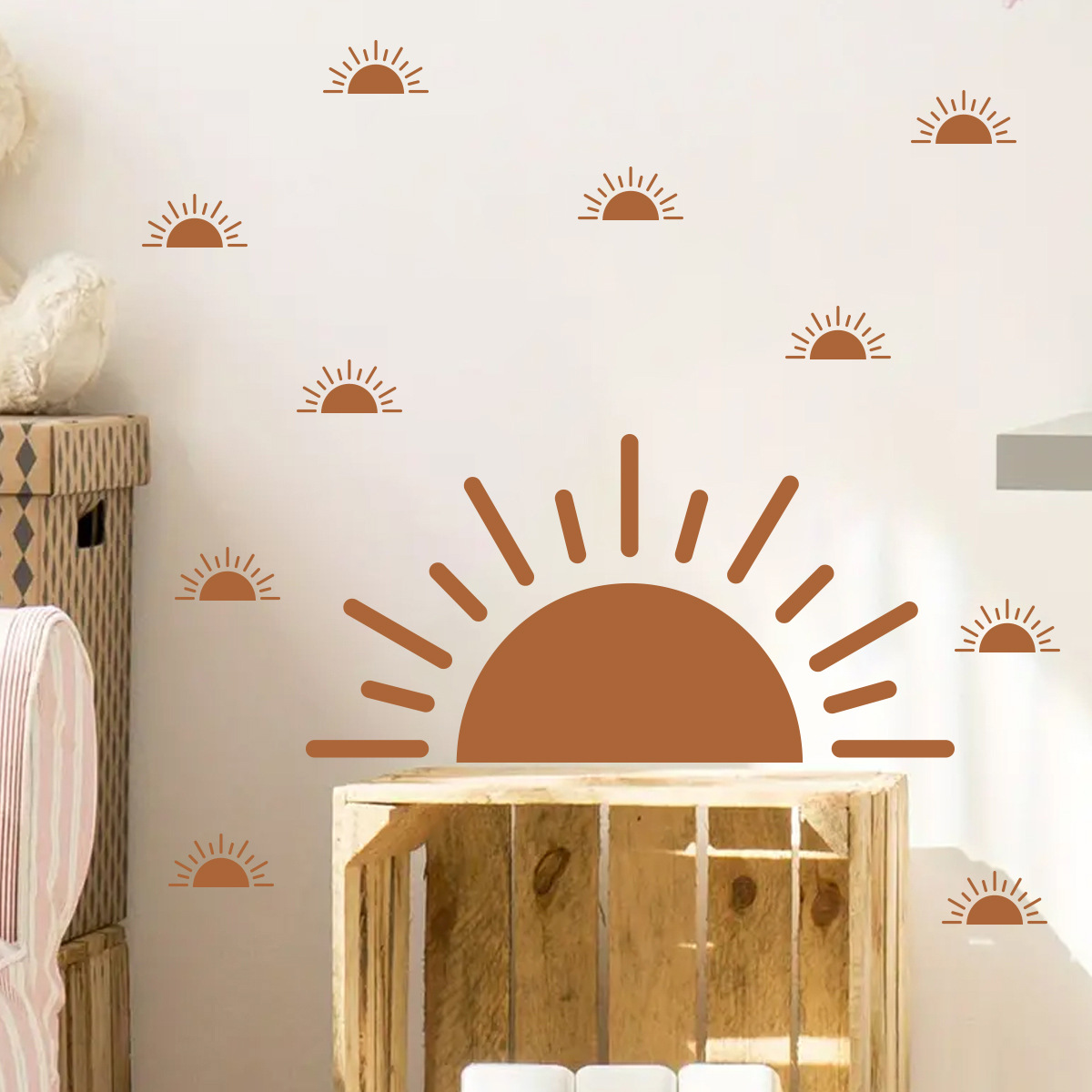 Boho meio sol adesivo de pared - Baby Nursery Vinyl Wall Stickers avaliação e preço